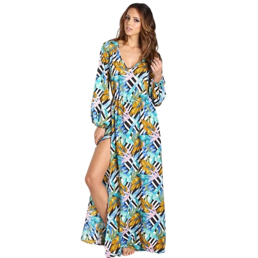 SHOW ME YOUR MUMU Jocelyn Maxi Dress Birds of Paradise Tropical Floral M - Picture 1 of 7